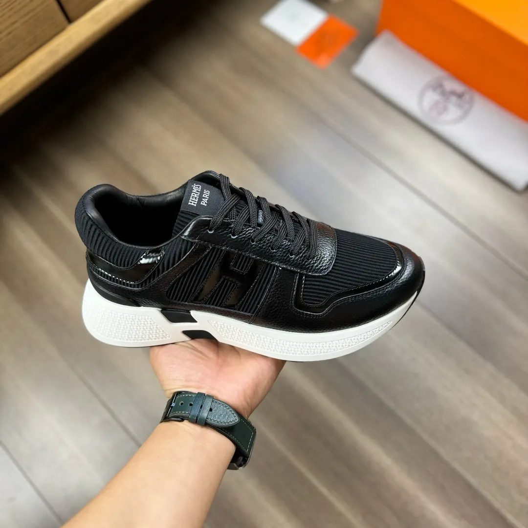 [HERMES] Hermès men's shoes 💰520💰 - High-end quality original order - Upper: 🔝 tumbled calfskin, high mercerized striped fabric, sewn brand H totem - Lining: water-dyed cowhide - Outsole: ultra-light T men's shoes 💰U foam rubber; two-color molded outsole - Super high quality control, fine workmanship: highlighted (high-end, luxury, grade) -Size :38-44, (45, customized)